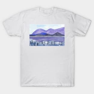 Purple Mountains. Watercolor Painting T-Shirt